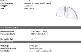 Set 2 obiecte decorative din sticla design LUX Bookend 113236 HZ