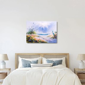 Tablou pe sticlă - Plaja romantică, pictură în ulei (70x50 cm)