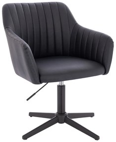 HC190CROSS Scaun Neagră din Piele Ecologica cu Bază Neagră