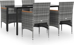 vidaXL Set de servit masa pentru grădină, 5 piese, gri și negru