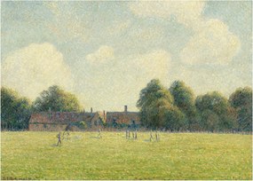 Tablou pe sticlă - Camille Pissarro, Hampton Court Green, reproducere (70x50 cm)