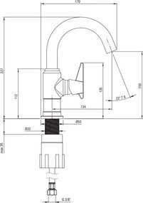 🚰 Baterie pentru chiuvetă TEMISTO – Finisaj Nero – Cod BQT_N20M