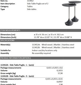 Set de 2 masute design LUX Puglia 113412 HZ