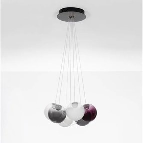 Lustra cu 7 pendule LED din sticla colorata SILENZIO