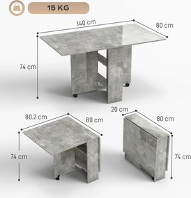 HOMCOM masă de dining, masă pliabilă economisire spațiu, masă economisire spațiu, masă extensibilă masă pliabilă masă economisire spațiu masă cu roți | Aosom Romania