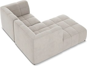 Colțar bej cu tapițerie din catifea (cu colț pe partea stângă/cu șezlong) Aloha – Makamii