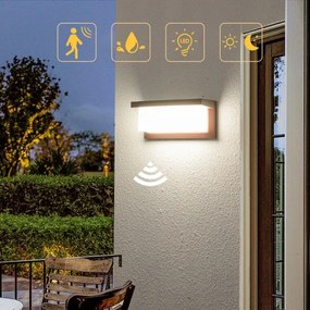 Brilagi - Lampă de perete LED pentru exterior cu senzor BRICKY, 12W/230V, maro, IP54