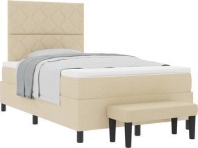 vidaXL Pat cu arcuri cu saltea cu headboard Crem 120 x 200 cm țesătură