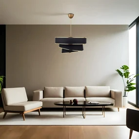 Lustră neagră/aurie cu abajur textil ø 40 cm Couper – Opviq lights