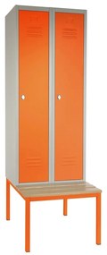 Dulap metalic cu bancheta, 60 x 85 x 185 cm, blocare, portocaliu - ral 2004