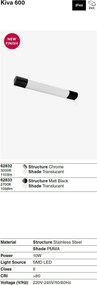 Aplica LED pentru baie IP44 KIVA 600 negru 10W 2700K