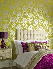 Tapet Chatsworth, Lime Green Luxury Floral, 1838 Wallcoverings, 5.3mp / rola