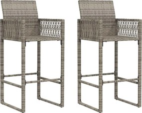 vidaXL Scaune de bar, 2 buc., gri, poliratan