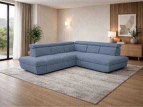 Coltar extensibil sufragerie REGAL, sezlong dreapta, stofa albastru de