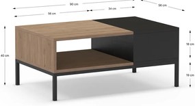 Măsuță de cafea neagră/în culoare naturală 56x90 cm Cailin – Marckeric