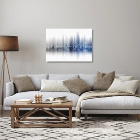 Tablou pe sticlă - Panorama orașului, albastru-gri (70x50 cm)