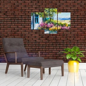 Tablou - Grădina din fața casei, pictură în ulei (90x60 cm)