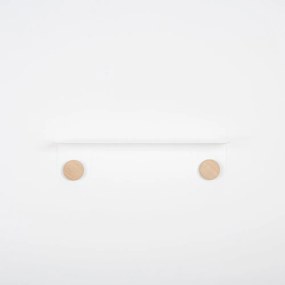 Raft de perete din oțel și detalii din lemn de stejar, cu 2 cârlige Gazzda Hook, lungime 50 cm, alb