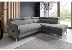 Colțar gri deschis extensibil cu tapițerie din catifea (cu colț pe partea dreaptă) Sweet Harmony – Miuform