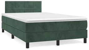 3141296 vidaXL Pat box spring cu saltea, verde închis, 120x200 cm, catifea