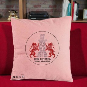 Perna Personalizata CSM Cetatea Turnu Magurele Fotbal, 40x40 cm, Roz, Husa Detasabila, Perna Inclusa, BEKZ®