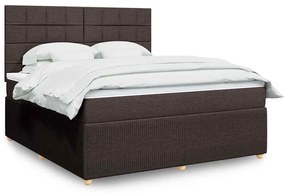 vidaXL Pat continental cu saltea maro închis 180x200cm material textil
