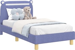 vidaXL Cadru de pat pentru copii cu spătar Albastru Jeans 80 x 160 cm