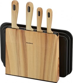 Set de cuțite și tăvi de tăiat Klausberg KB 9037, 8 piese, oțel inoxidabil, suport, maro/negru