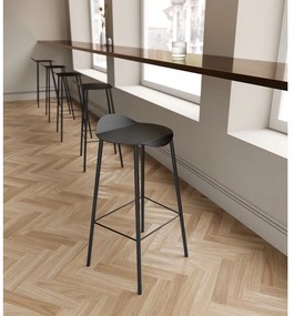 Scaun de bar negru din piele Flamingo Bull – LIND DNA