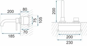Baterie pentru lavoar LUNGO, montaj încastrat, auriu periat - REA-B4109