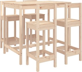 vidaXL Set mobilier de bar pentru grădină, 5 piese, lemn masiv de pin