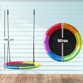 AIYAPLAY Leagăn de Copac, Leagăn Tip Cuib pentru Copii Ø120 cm cu Frânghii Reglabile și Curele, Joacă în Aer Liber pentru Copii 3-8 Ani, Capacitate 300 kg, Multicolor | Aosom Romania