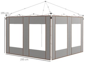 Outsunny Panouri Laterale Foisor cu Uși Fermoar pentru 3x3(m) sau 3x6m 2 Buc Rezervă | Aosom Romania