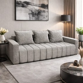 Canapea ZARA extensibila, 3 locuri, cu lada de depozitare, stofa gri lila , 220x95x80 Gri Lila, Stofa, 220 cm