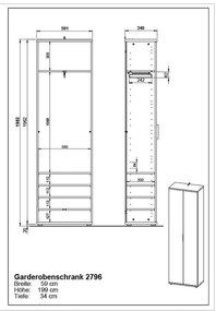 Dulap în decor de stejar 59x199 cm Fremont - Germania