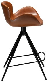 Scaun bar din piele ecologică DAN–FORM Denmark Gaia, înălțime 87 cm, maro coniac