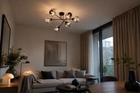 Brilagi - Lustru aplicat DIOR 6xE27/60W/230V negru/gri fumuriu