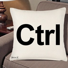 Perna Personalizata Tasta Ctrl Tipografie Bold, 40x40 cm, Crem Reliefat, Husa Detasabila, Perna Inclusa, BEKZ®