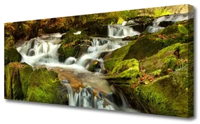 Tablou pe panza canvas Cascada Rocks Natura Alb Verde