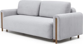 Canapea gri extensibilă/cu spațiu de depozitare cu tapițerie din catifea reiată 244 cm Arcadova – ELTAP