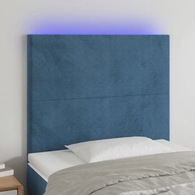 Tablie de pat cu LED, albastru inchis, 90x5x118 128 cm, catifea 1, Albastru inchis, 90 x 5 x 118 128 cm