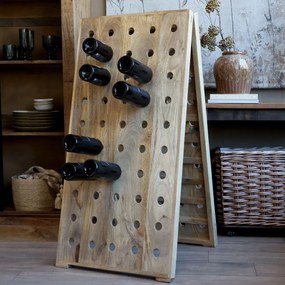 Suport pentru sticle de vin din lemn masiv de mango, natur, 60×120 cm, „Pressoir"