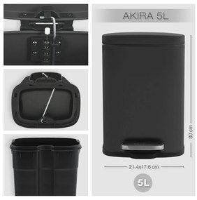 Spirella Coș de gunoi cu pedală Akira 5 l, negrumat