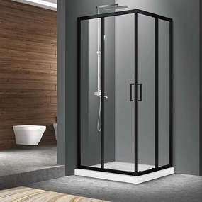 Cabina de dus patrata Fluminia Hector N cu usi culisante 80x80 cm negru