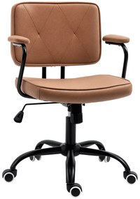 Vinsetto Scaun de birou cu rotile, scaun de birou reglabil inaltime cu functie de leganare rotire 360° inclinabil spuma maro 61 x 58 x 82-91 cm | Aosom Romania