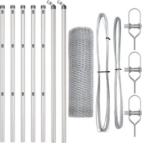 vidaXL Stâlp de gard. Argintiu 10 x 0,8 m (plasă de 13 mm) Oțel