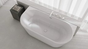 Baterie pentru cada, alb mat, cu 4 orificii, set dus inclus, Deante Silia Alb