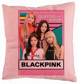 Perna Decorativa, Model Blackpink K-POP, 40x40 cm, Roz, Husa Detasabila, Burduf