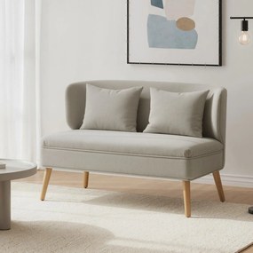 HOMCOM Canapea 2 locuri, canapea mică din chenille cu spătar tip aripă, șezut gros, picioare din lemn de cauciuc, bej | Aosom Romania