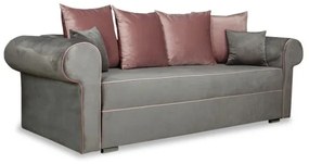 Canapea Extensibila Cu Lada De Depozitare Sofia, Gri Si Roz, 250 x 105 x 75 Cm